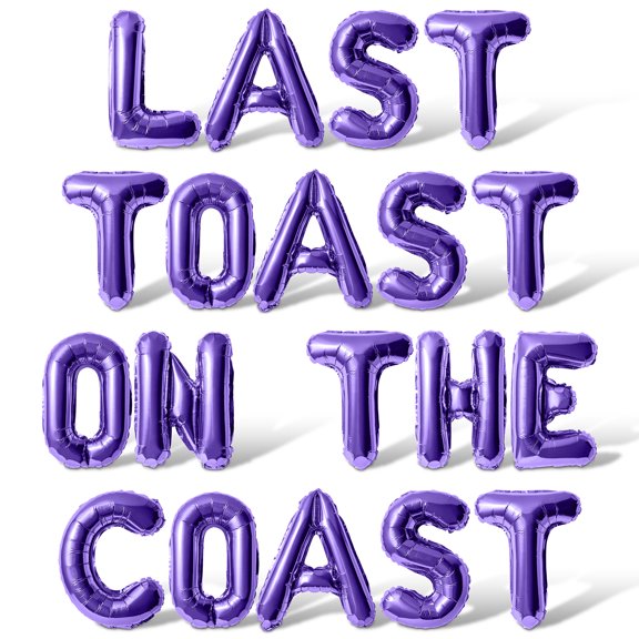 Letter Balloons - LAST TOAST ON THE COAST 16" Inch Alphabet Letters Foil Mylar Balloon Bachelorette Party Banner (Purple)