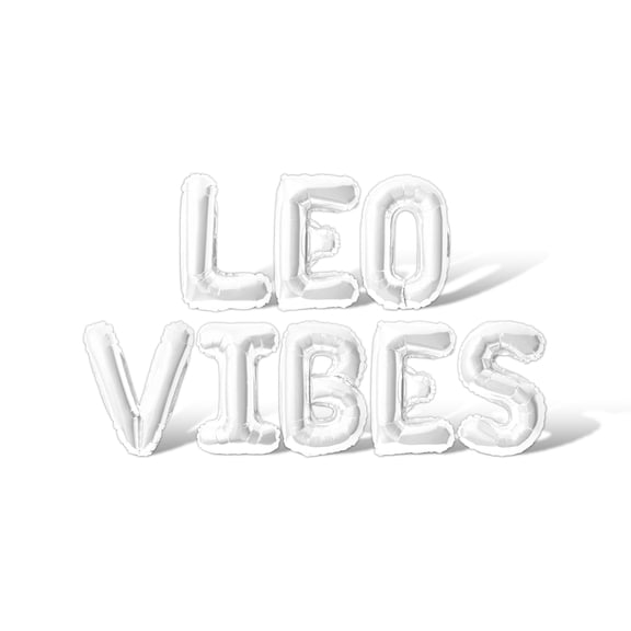 Letter Balloons - LEO VIBES 16" Inch Alphabet Letters Foil Mylar Balloon Birthday Party Banner (White)