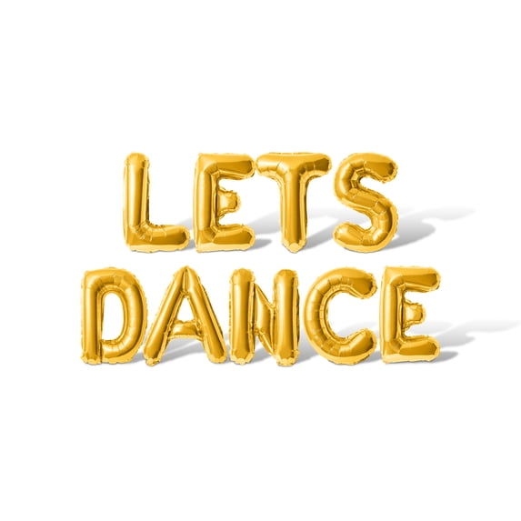 Letter Balloons - LETS DANCE 16" Inch Alphabet Letters Foil Mylar Balloon Bachelorette or Bridal Shower Party Banner (Gold)