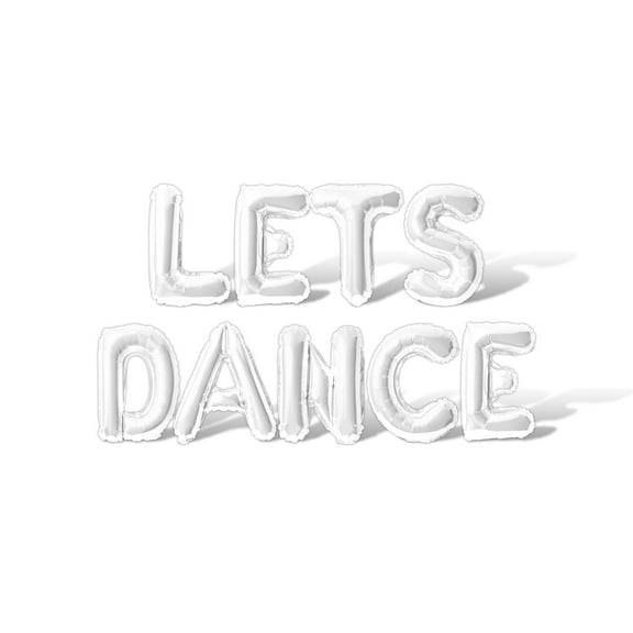 Letter Balloons - LETS DANCE 16" Inch Alphabet Letters Foil Mylar Balloon Bachelorette or Bridal Shower Party Banner (White)