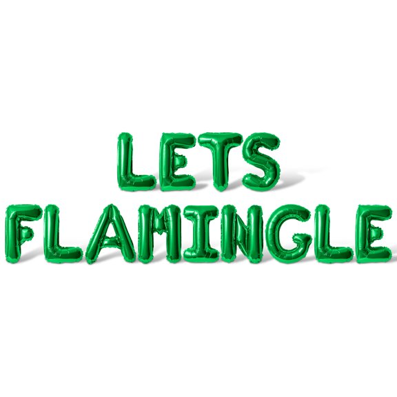 Letter Balloons - LETS FLAMINGLE 16" Inch Alphabet Letters Foil Mylar Balloon Bachelorette or Bridal Shower Party Banner (Green)