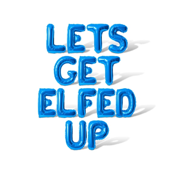 Letter Balloons - LETS GET ELFED UP 16" Inch Alphabet Letters Foil Mylar Balloon Christmas Party Banner (Blue)