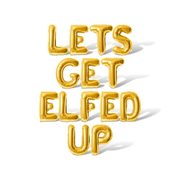 Letter Balloons - LETS GET ELFED UP 16" Inch Alphabet Letters Foil Mylar Balloon Christmas Party Banner (Gold)