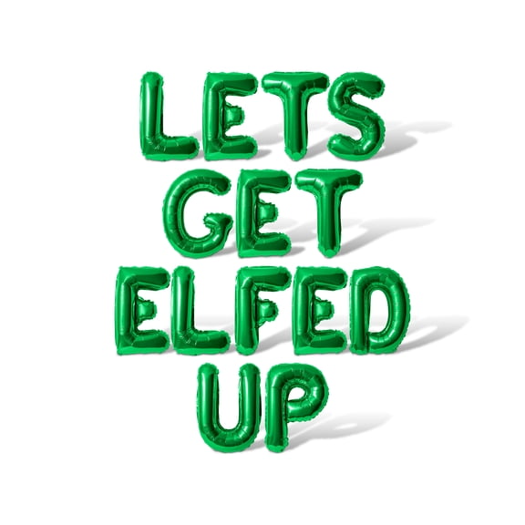 Letter Balloons - LETS GET ELFED UP 16" Inch Alphabet Letters Foil Mylar Balloon Christmas Party Banner (Green)