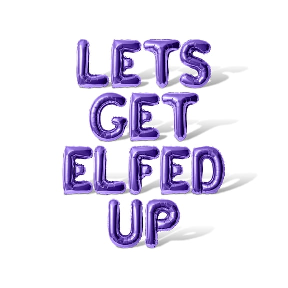 Letter Balloons - LETS GET ELFED UP 16" Inch Alphabet Letters Foil Mylar Balloon Christmas Party Banner (Purple)