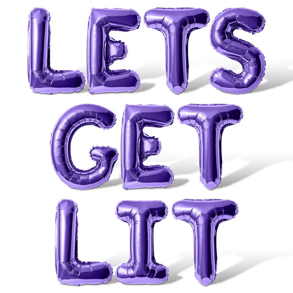 Letter Balloons - LETS GET LIT 16" Inch Alphabet Letters Foil Mylar Balloon Bachelorette or Bridal Shower Party Banner (Purple)
