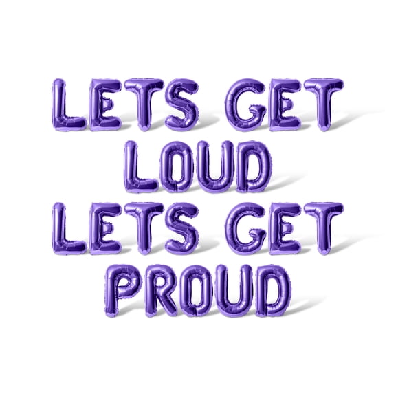 Letter Balloons - LETS GET LOUD LETS GET PROUD 16" Inch Alphabet Letters Foil Mylar Balloon Pride Day Party Banner (Purple)