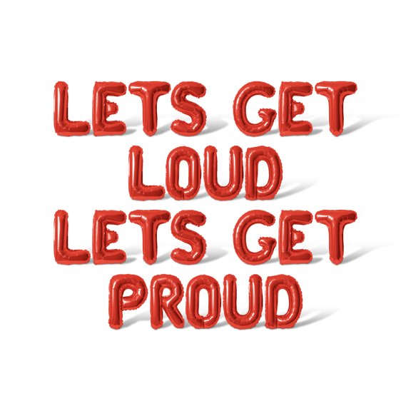 Letter Balloons - LETS GET LOUD LETS GET PROUD 16" Inch Alphabet Letters Foil Mylar Balloon Pride Day Party Banner (Red)