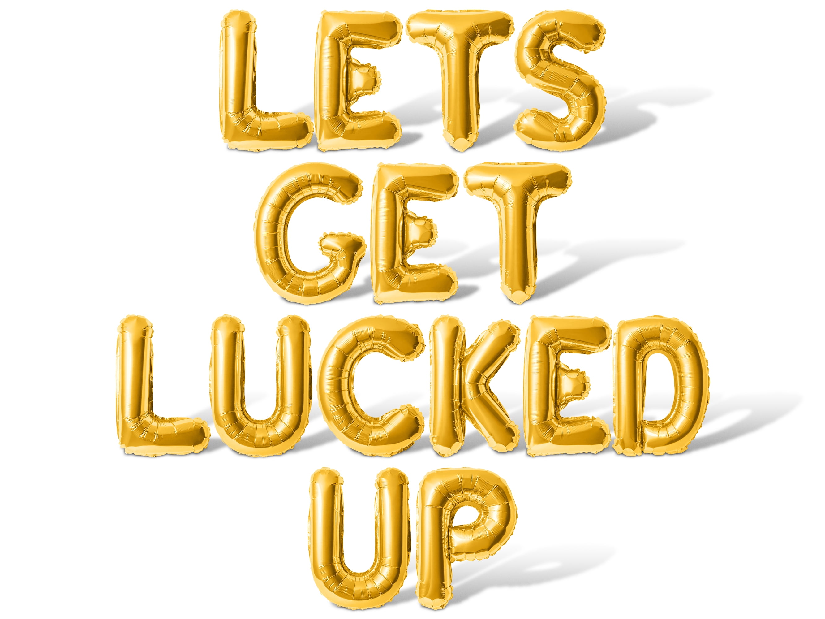 Letter Balloons - LETS GET LUCKED UP 16" Inch Alphabet Letters Foil Mylar Balloon St. Patrick's Day Party Banner (Gold)