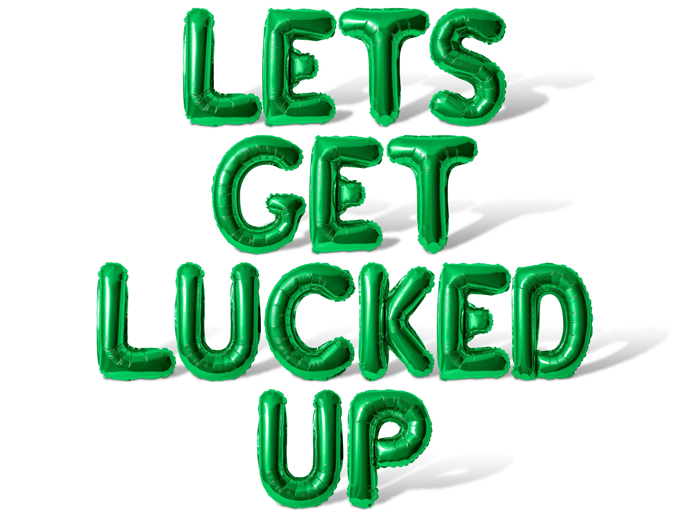 Letter Balloons - LETS GET LUCKED UP 16" Inch Alphabet Letters Foil Mylar Balloon St. Patrick's Day Party Banner (Green)