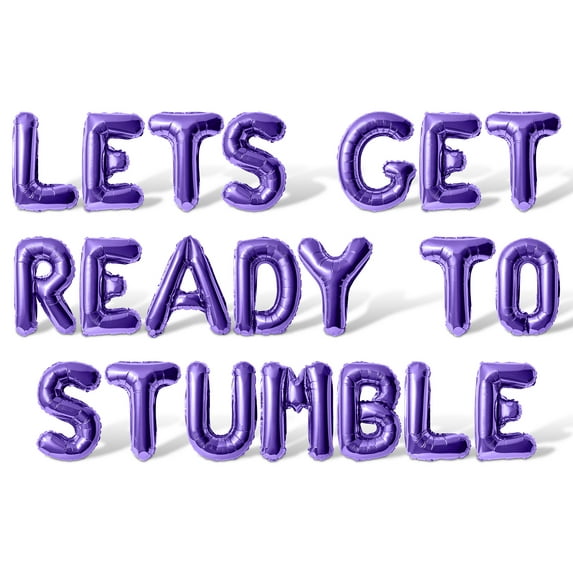 Letter Balloons - LETS GET READY TO STUMBLE 16" Inch Alphabet Letters Foil Mylar Balloon Bachelorette Party Banner (Purple)