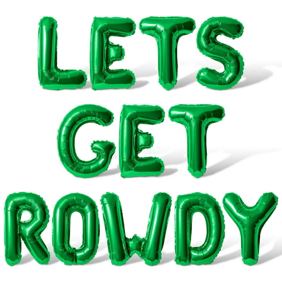 Letter Balloons - LETS GET ROWDY 16" Inch Alphabet Letters Foil Mylar Balloon Bachelorette Party Banner (Green)