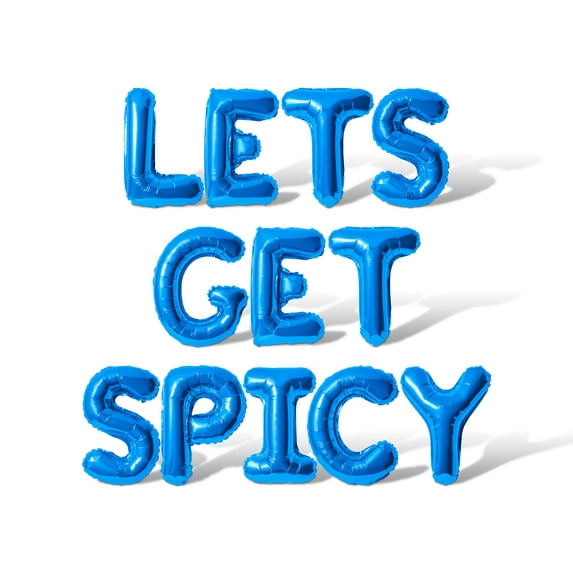 Letter Balloons - LETS GET SPICY 16" Inch Alphabet Letters Foil Mylar Balloon Bachelorette or Bachelor Party Banner (Blue)