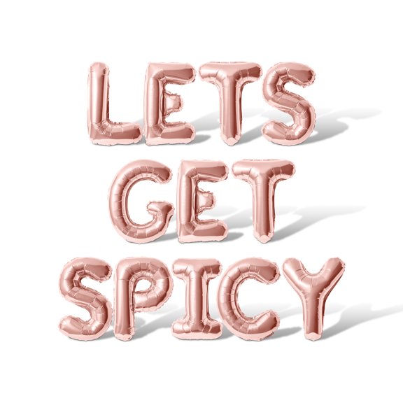 Letter Balloons - LETS GET SPICY 16" Inch Alphabet Letters Foil Mylar Balloon Bachelorette or Bachelor Party Banner (Rose Gold)
