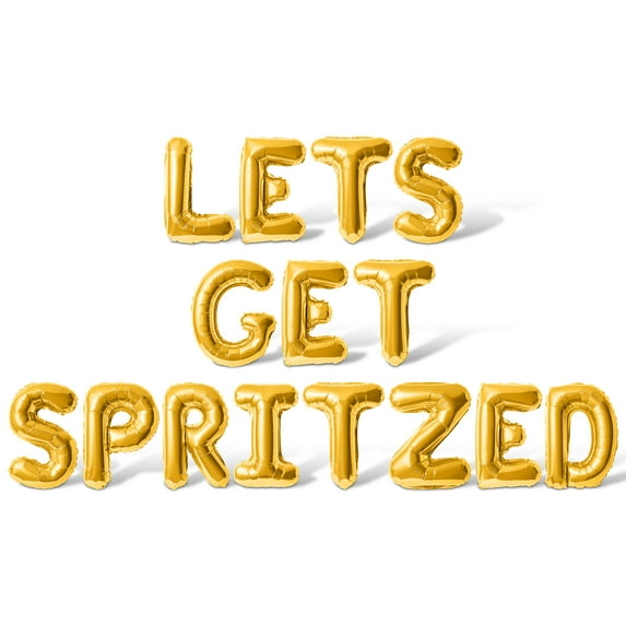 Letter Balloons - LETS GET SPRITZED 16" Inch Alphabet Letters Foil Mylar Balloon Bachelorette Party Banner (Gold)