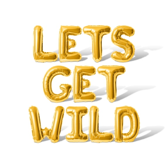 Letter Balloons - LETS GET WILD 16" Inch Alphabet Letters Foil Mylar Balloon Bachelorette or Bridal Shower Party Banner (Gold)