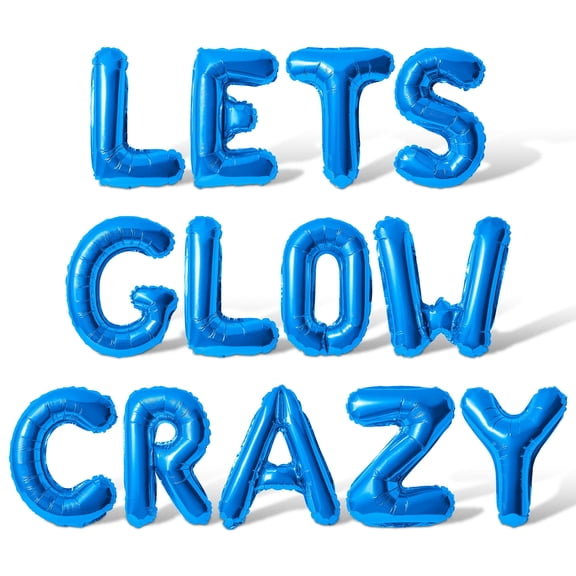 Letter Balloons - LETS GLOW CRAZY 16" Inch Alphabet Letters Foil Mylar Balloon Birthday Party Banner (Blue)