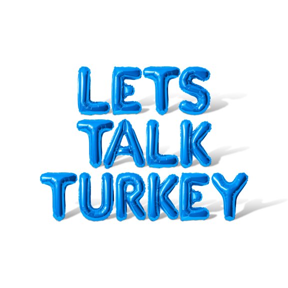 Letter Balloons - LETS TALK TURKEY 16" Inch Alphabet Letters Foil Mylar Balloon Thanksgiving Party Banner (Blue)
