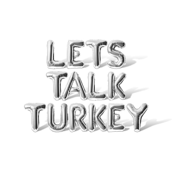 Letter Balloons - LETS TALK TURKEY 16" Inch Alphabet Letters Foil Mylar Balloon Thanksgiving Party Banner (Silver)