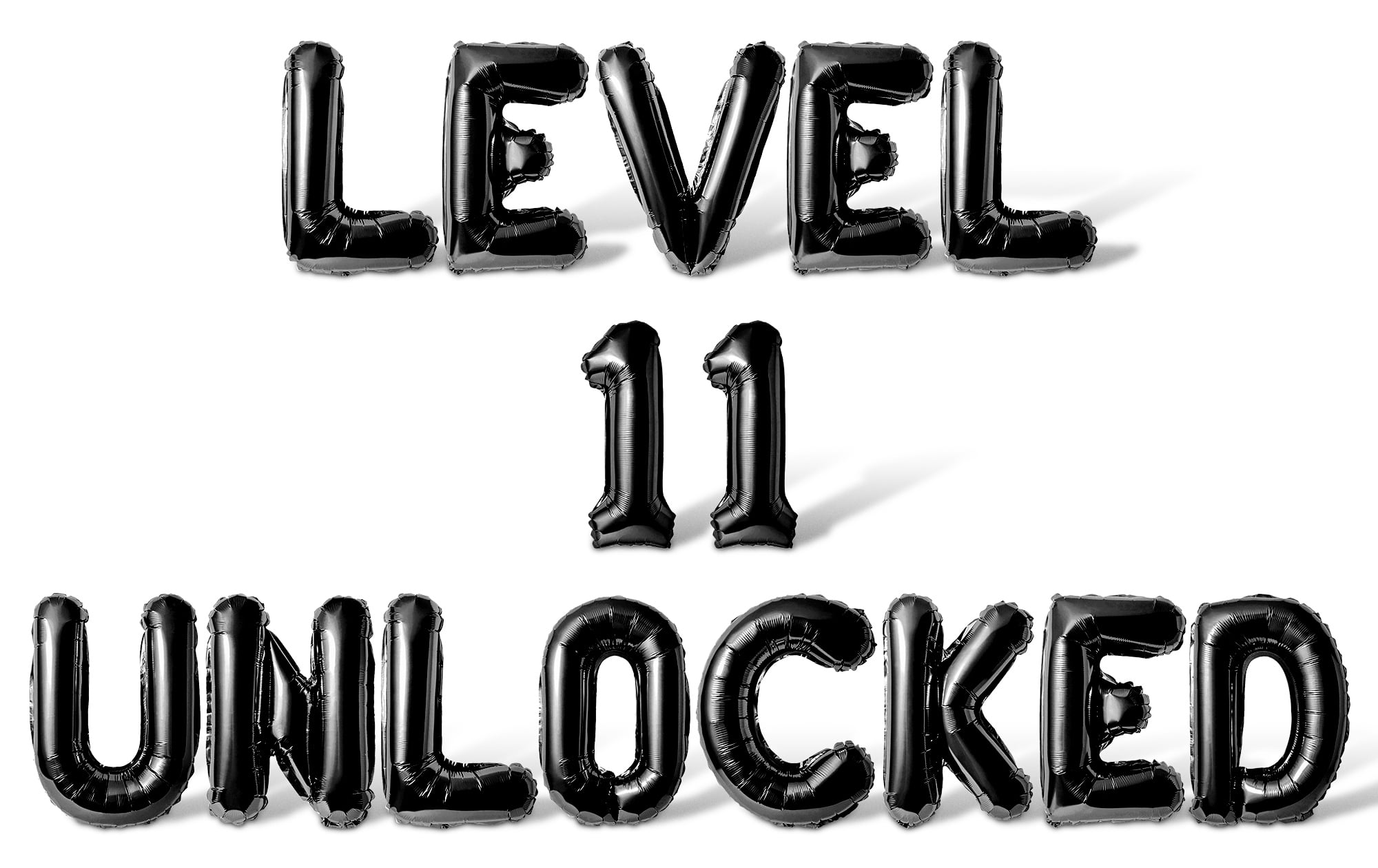 Letter Balloons - LEVEL 11 UNLOCKED 16" Inch Alphabet Letters Foil Mylar Balloon 11th Birthday Party Banner (Black)