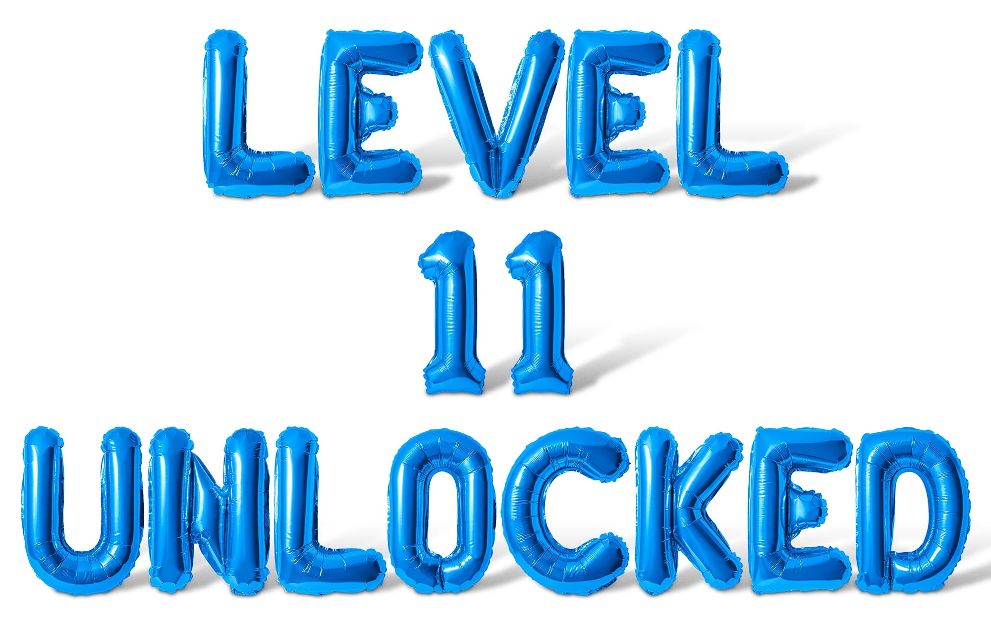 Letter Balloons - LEVEL 11 UNLOCKED 16" Inch Alphabet Letters Foil Mylar Balloon 11th Birthday Party Banner (Blue)