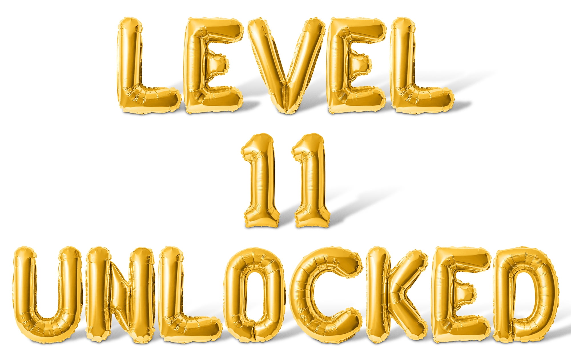 Letter Balloons - LEVEL 11 UNLOCKED 16" Inch Alphabet Letters Foil Mylar Balloon 11th Birthday Party Banner (Gold)
