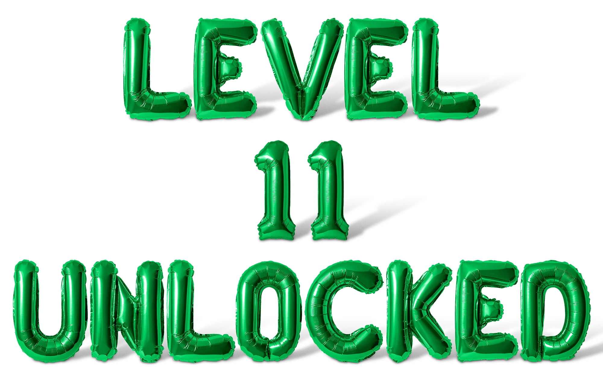 Letter Balloons - LEVEL 11 UNLOCKED 16" Inch Alphabet Letters Foil Mylar Balloon 11th Birthday Party Banner (Green)