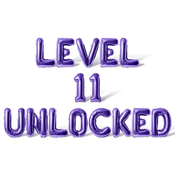 Letter Balloons - LEVEL 11 UNLOCKED 16" Inch Alphabet Letters Foil Mylar Balloon 11th Birthday Party Banner (Purple)