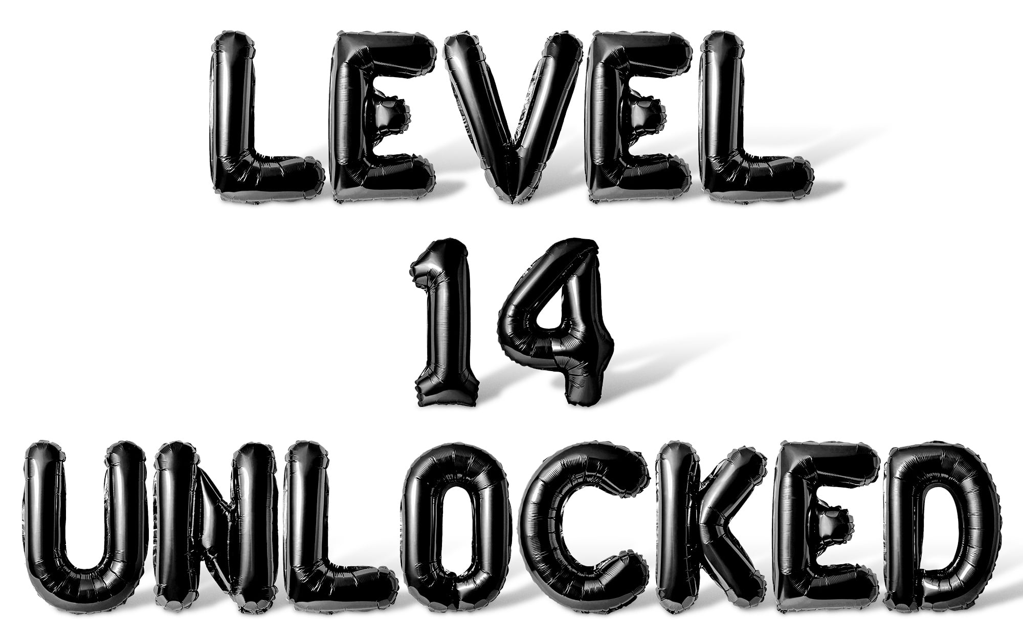 Letter Balloons - LEVEL 14 UNLOCKED 16" Inch Alphabet Letters Foil Mylar Balloon 14th Birthday Party Banner (Black)