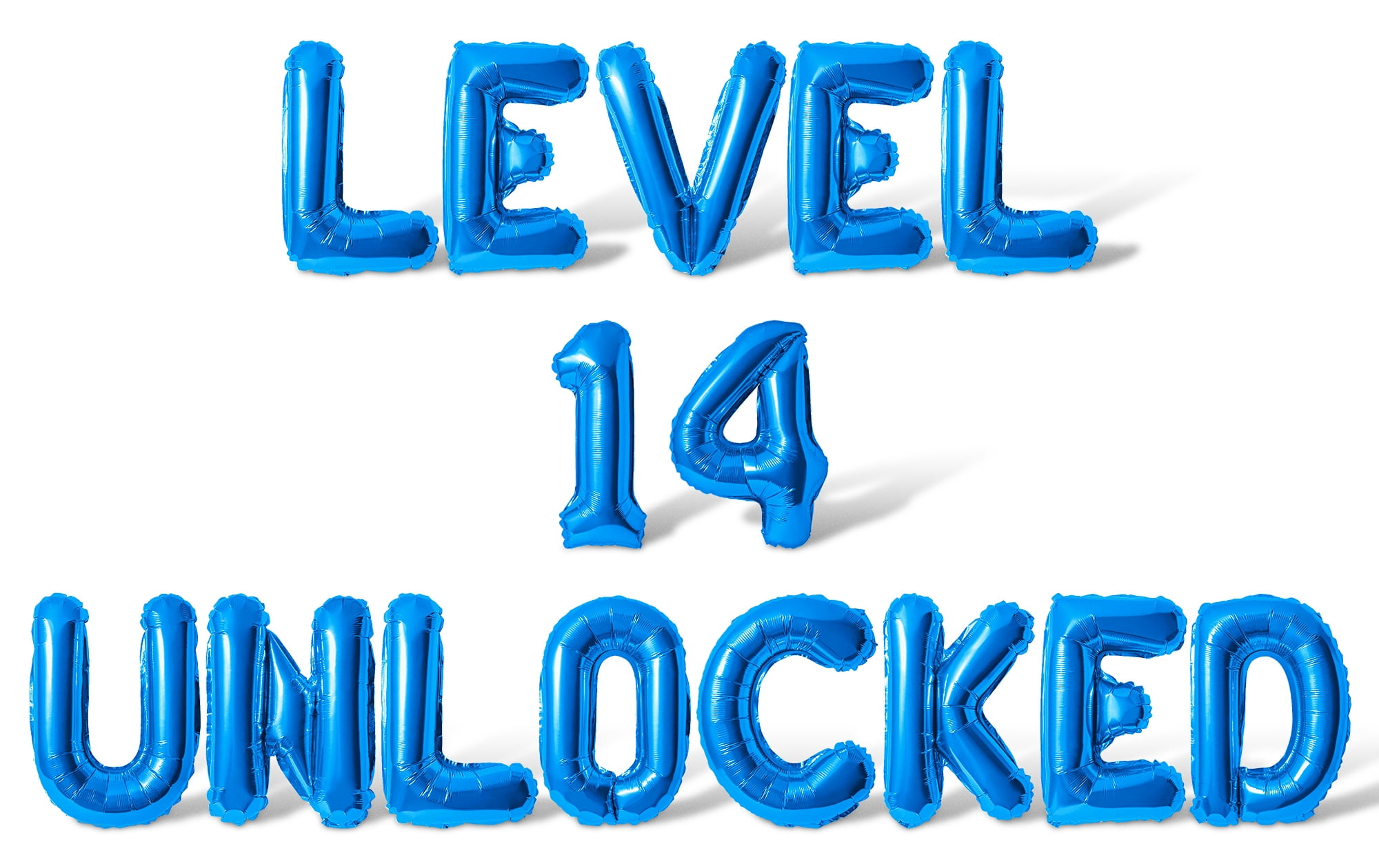 Letter Balloons - LEVEL 14 UNLOCKED 16" Inch Alphabet Letters Foil Mylar Balloon 14th Birthday Party Banner (Blue)