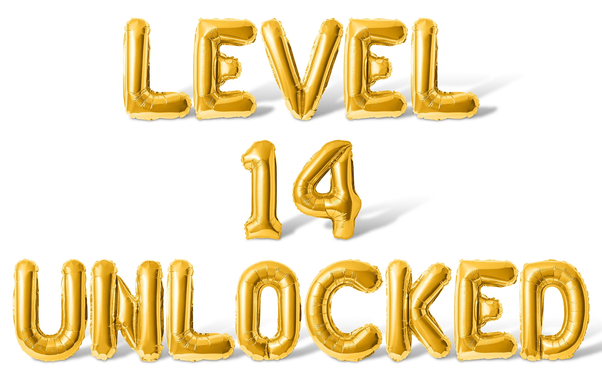 Letter Balloons - LEVEL 14 UNLOCKED 16" Inch Alphabet Letters Foil Mylar Balloon 14th Birthday Party Banner (Gold)