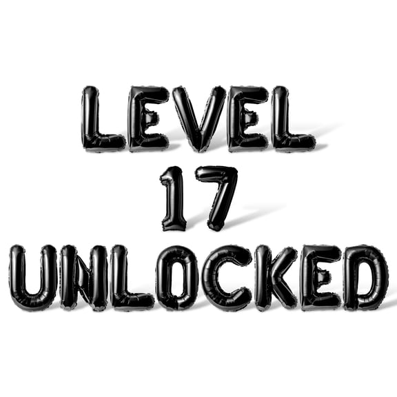 Letter Balloons - LEVEL 17 UNLOCKED 16" Inch Alphabet Letters Foil Mylar Balloon 17th Birthday Party Banner (Black)