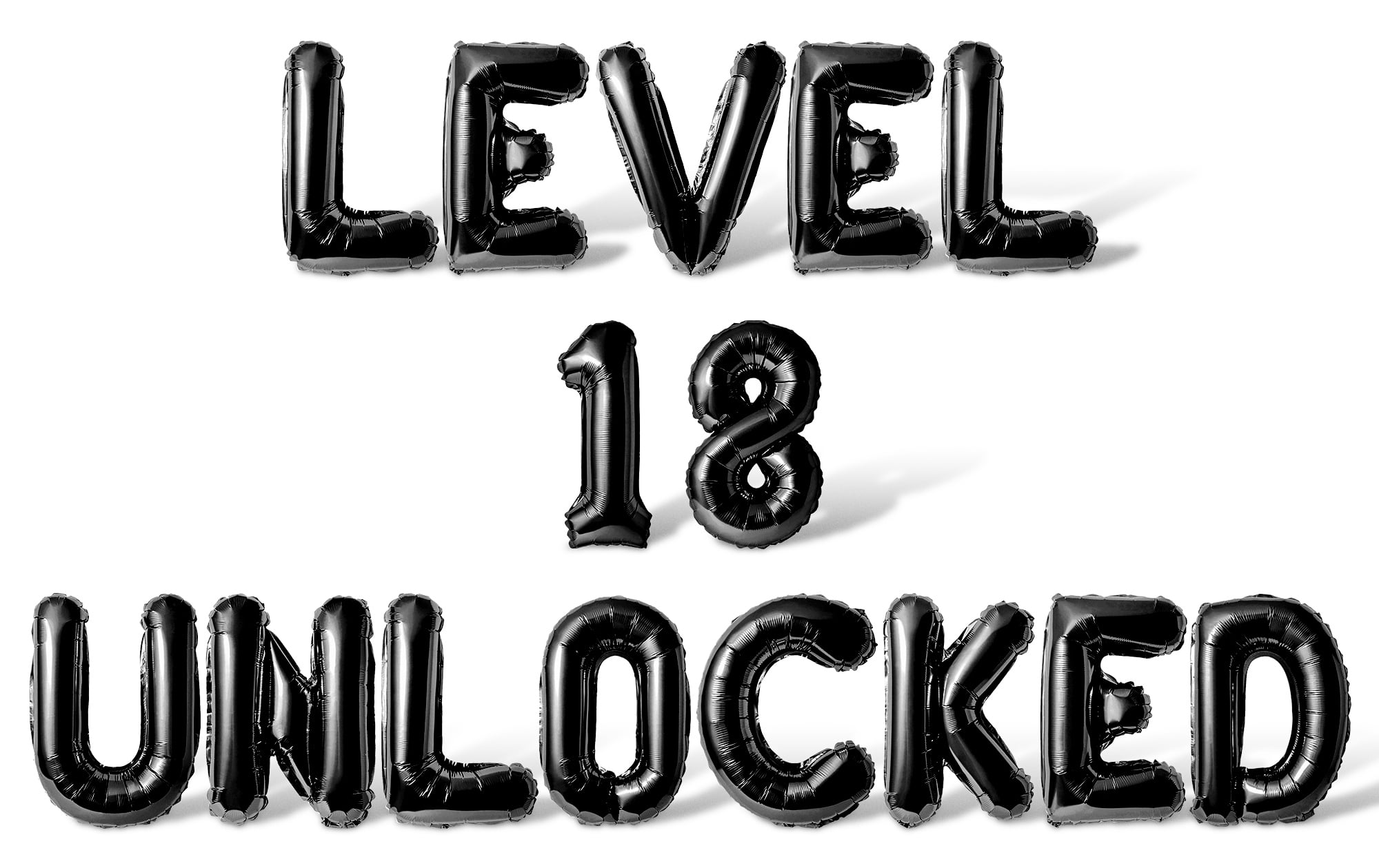 Letter Balloons - LEVEL 18 UNLOCKED 16" Inch Alphabet Letters Foil Mylar Balloon 18th Birthday Party Banner (Black)