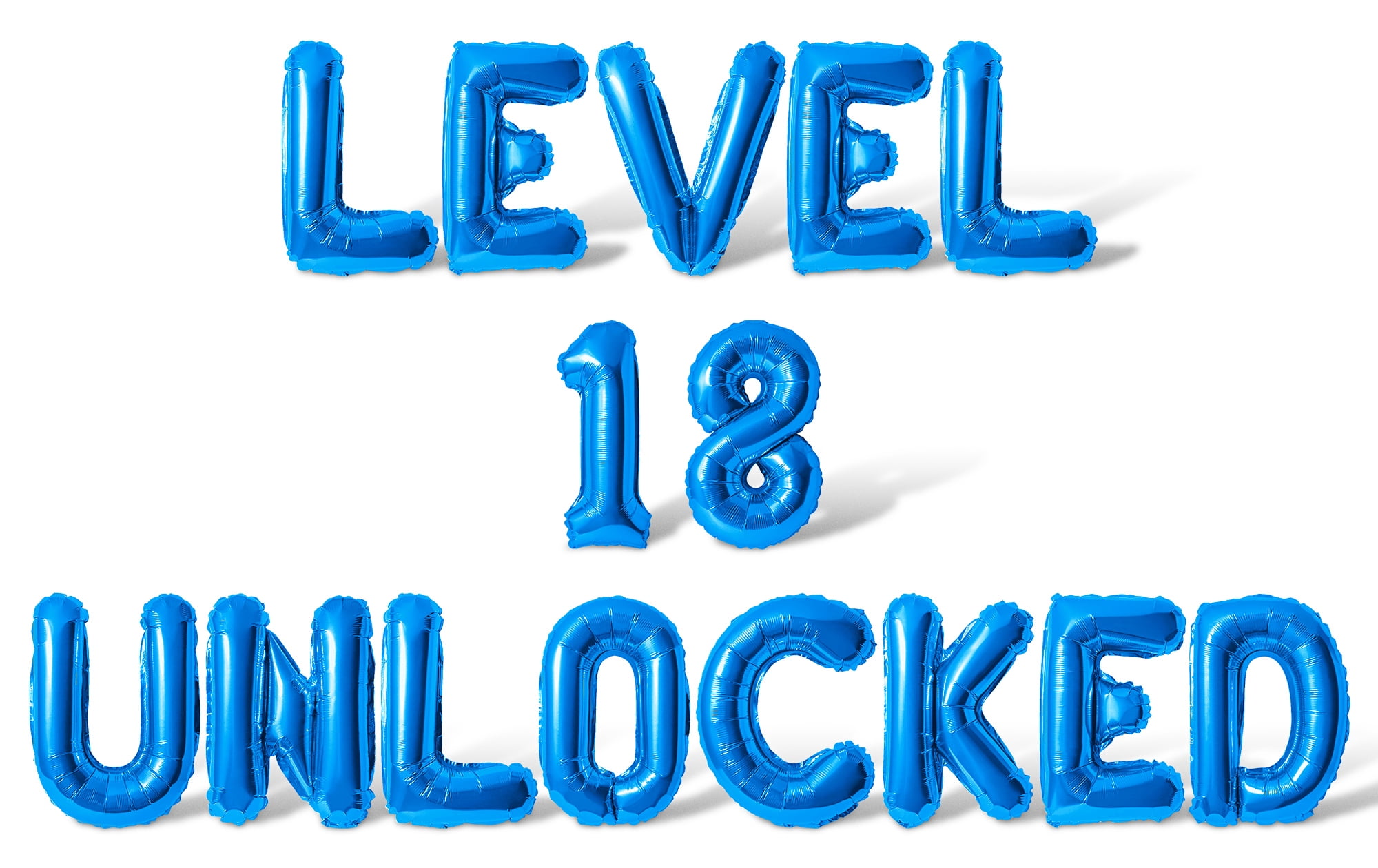 Letter Balloons - LEVEL 18 UNLOCKED 16" Inch Alphabet Letters Foil Mylar Balloon 18th Birthday Party Banner (Blue)