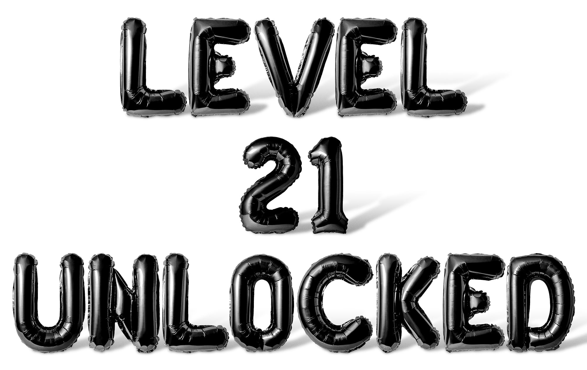 Letter Balloons - LEVEL 21 UNLOCKED 16" Inch Alphabet Letters Foil Mylar Balloon 21st Birthday Party Banner (Black)