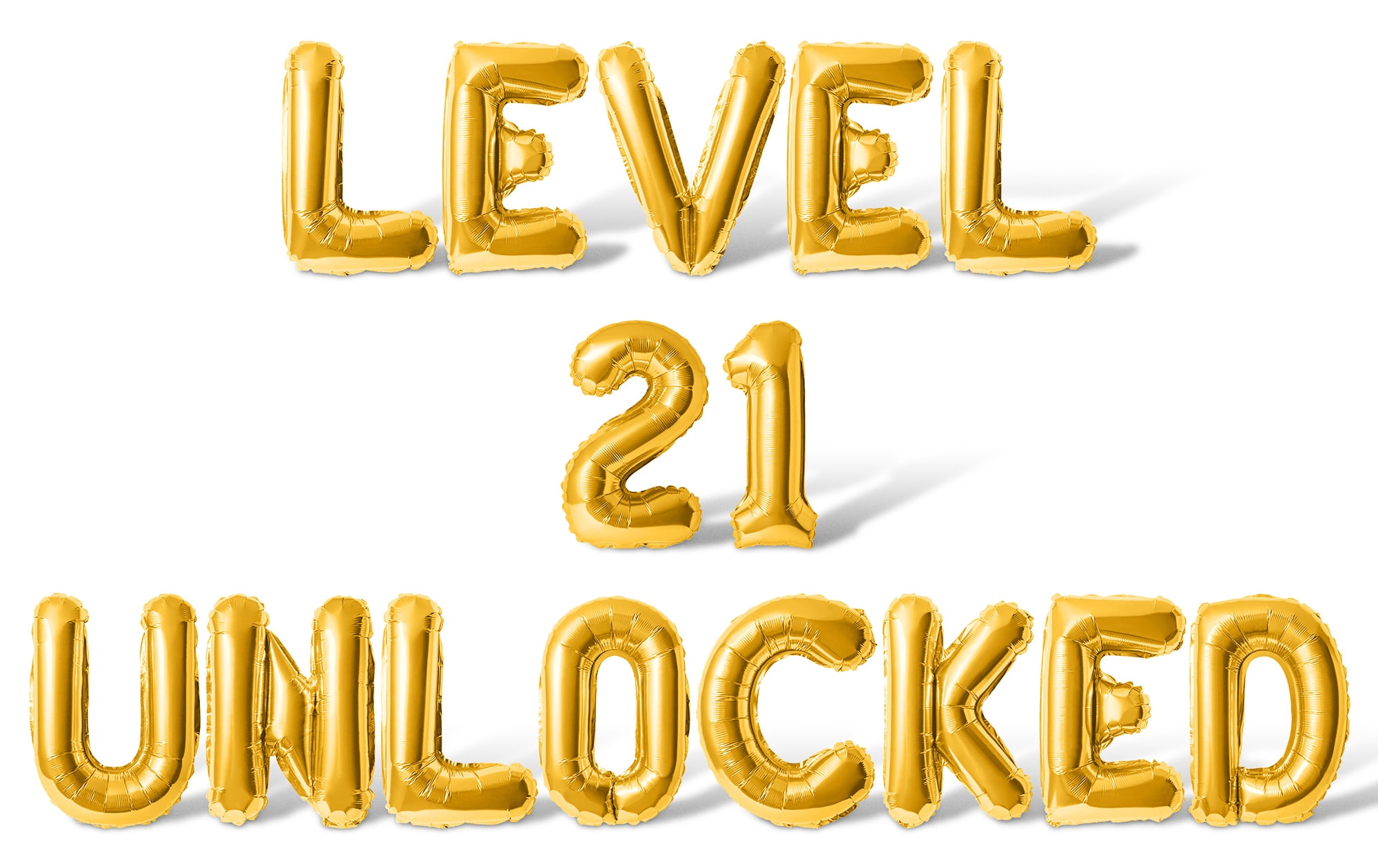 Letter Balloons - LEVEL 21 UNLOCKED 16" Inch Alphabet Letters Foil Mylar Balloon 21st Birthday Party Banner (Gold)