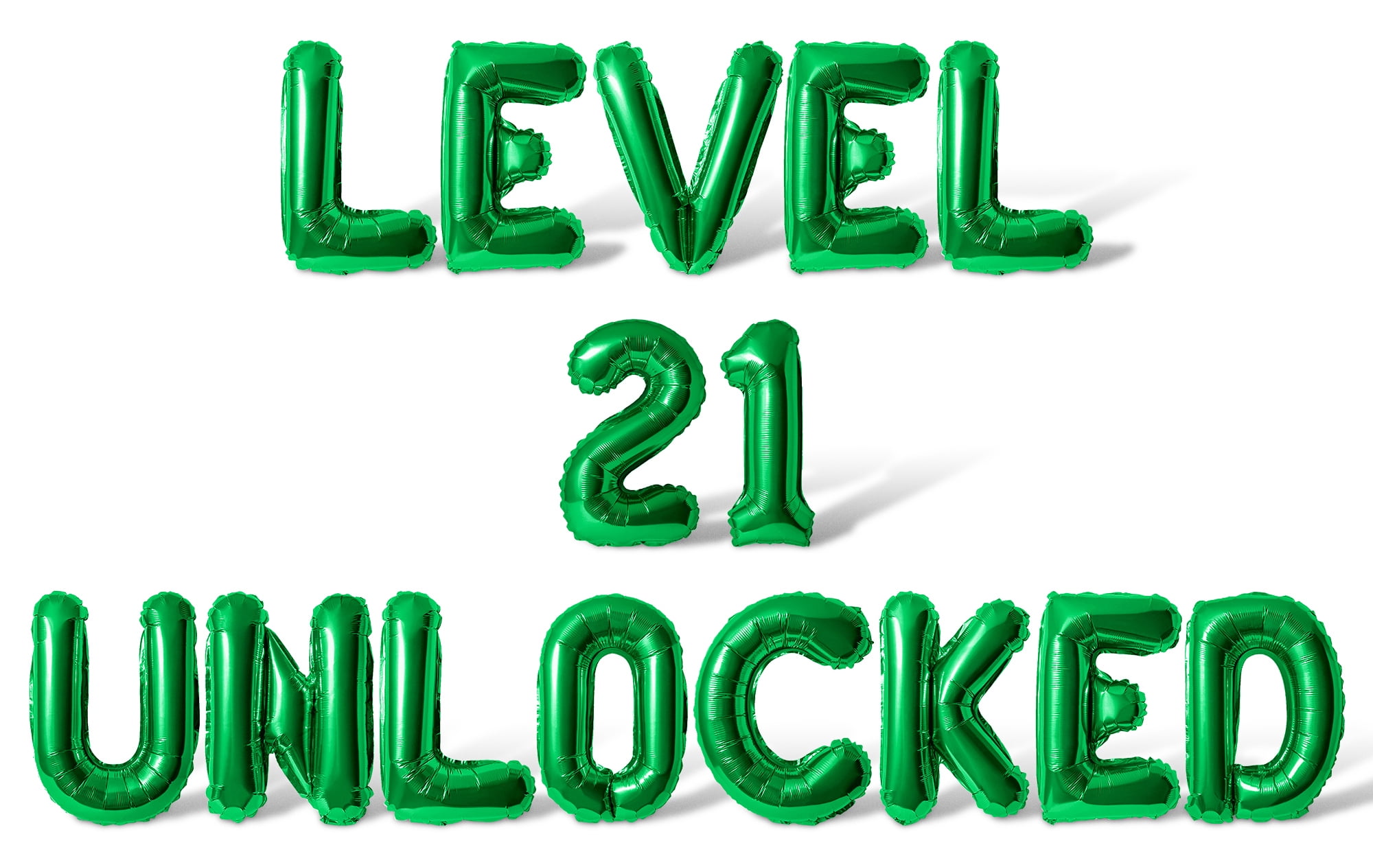 Letter Balloons - LEVEL 21 UNLOCKED 16" Inch Alphabet Letters Foil Mylar Balloon 21st Birthday Party Banner (Green)