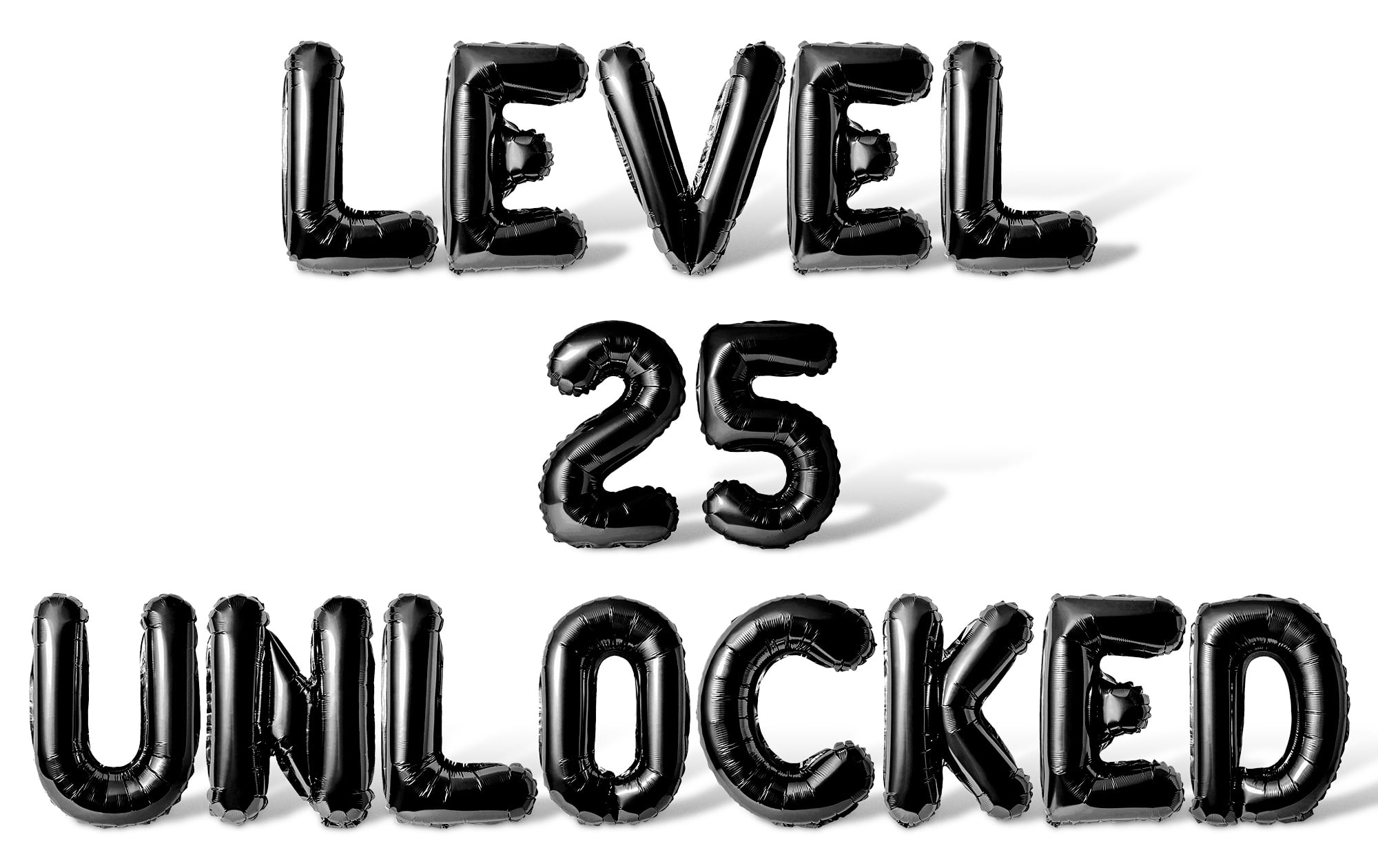 Letter Balloons - LEVEL 25 UNLOCKED 16" Inch Alphabet Letters Foil Mylar Balloon 25th Birthday Party Banner (Black)