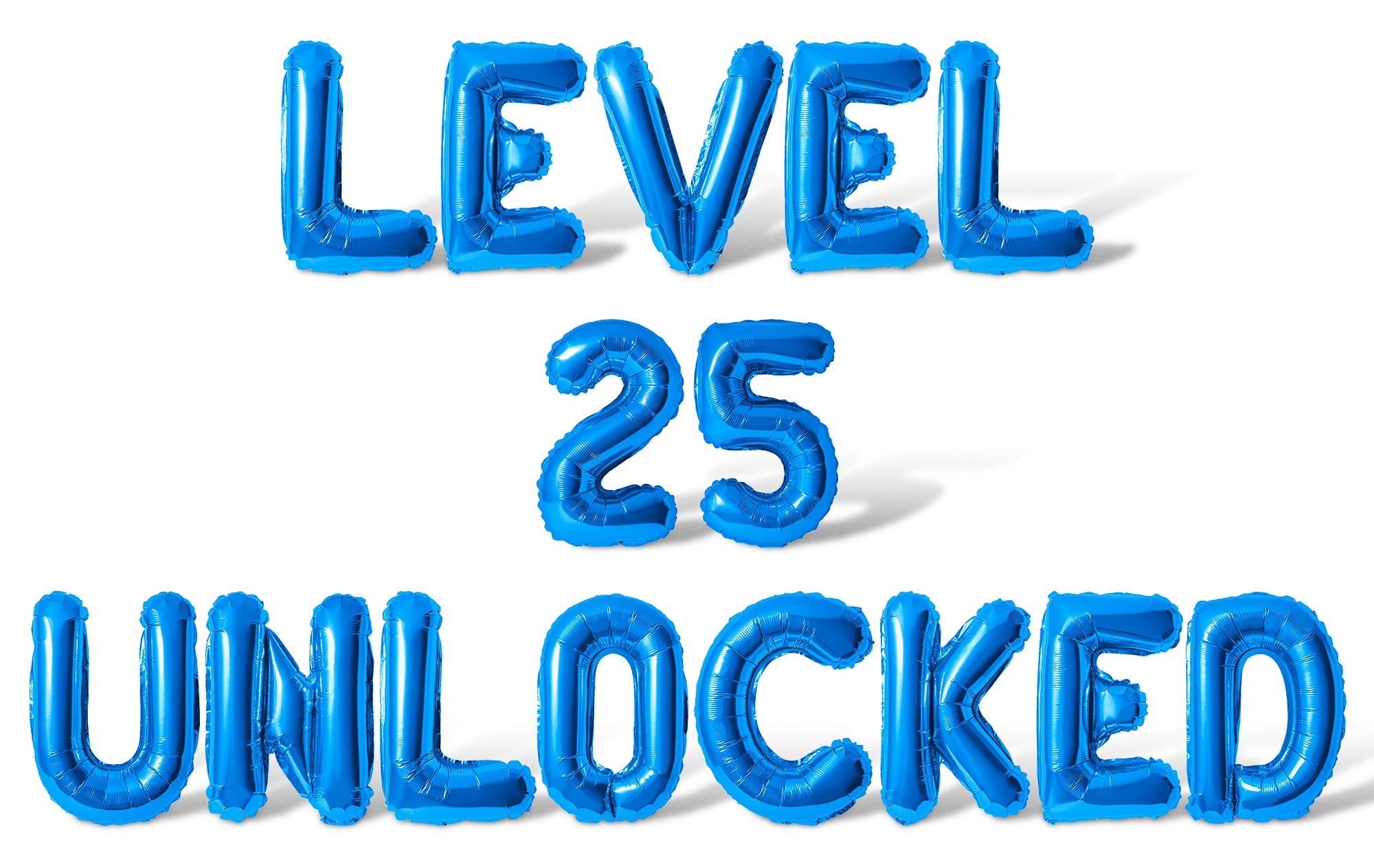 Letter Balloons - LEVEL 25 UNLOCKED 16" Inch Alphabet Letters Foil Mylar Balloon 25th Birthday Party Banner (Blue)