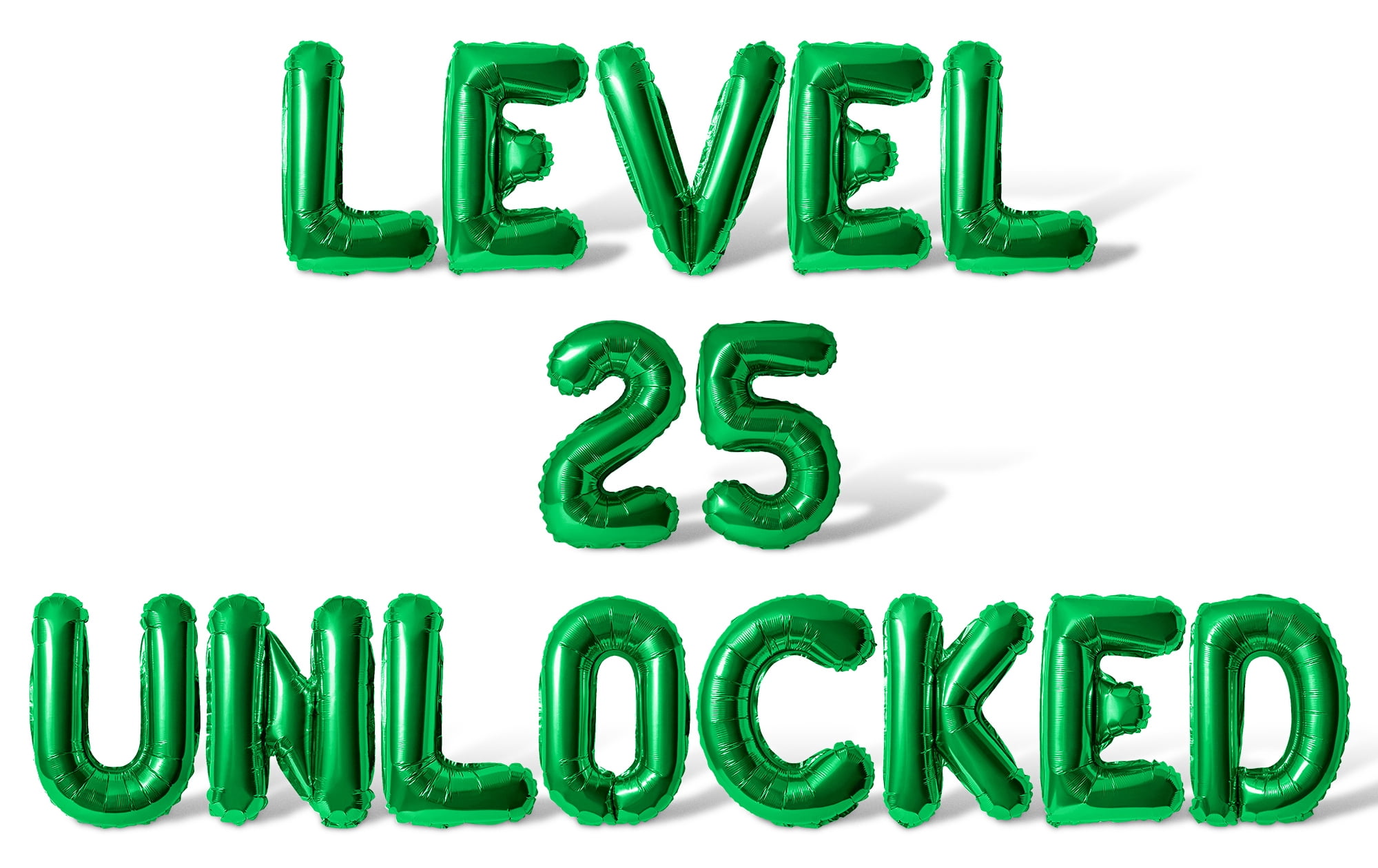 Letter Balloons - LEVEL 25 UNLOCKED 16" Inch Alphabet Letters Foil Mylar Balloon 25th Birthday Party Banner (Green)