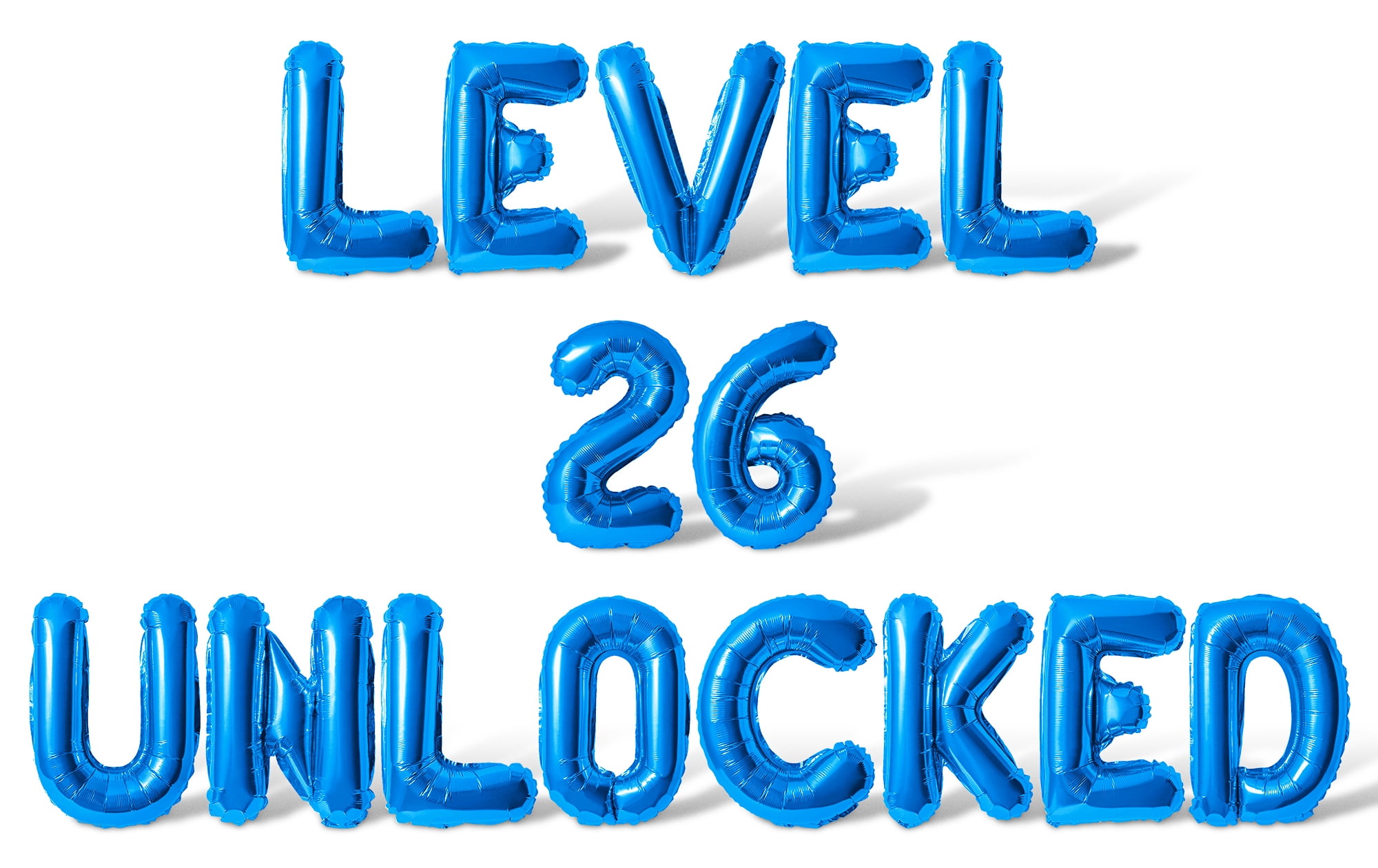 Letter Balloons - LEVEL 26 UNLOCKED 16" Inch Alphabet Letters Foil Mylar Balloon 26th Birthday Party Banner (Blue)