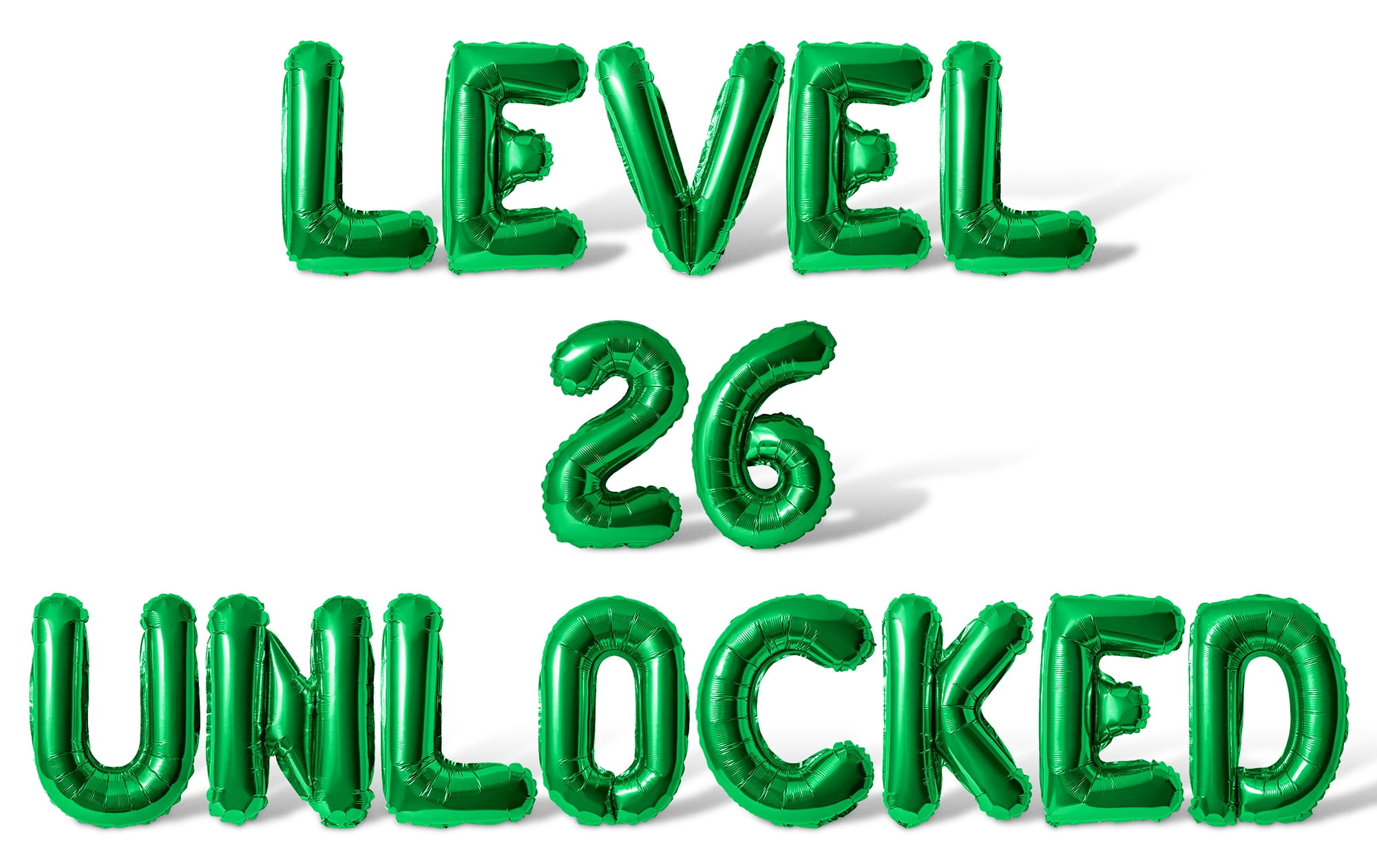 Letter Balloons - LEVEL 26 UNLOCKED 16" Inch Alphabet Letters Foil Mylar Balloon 26th Birthday Party Banner (Green)