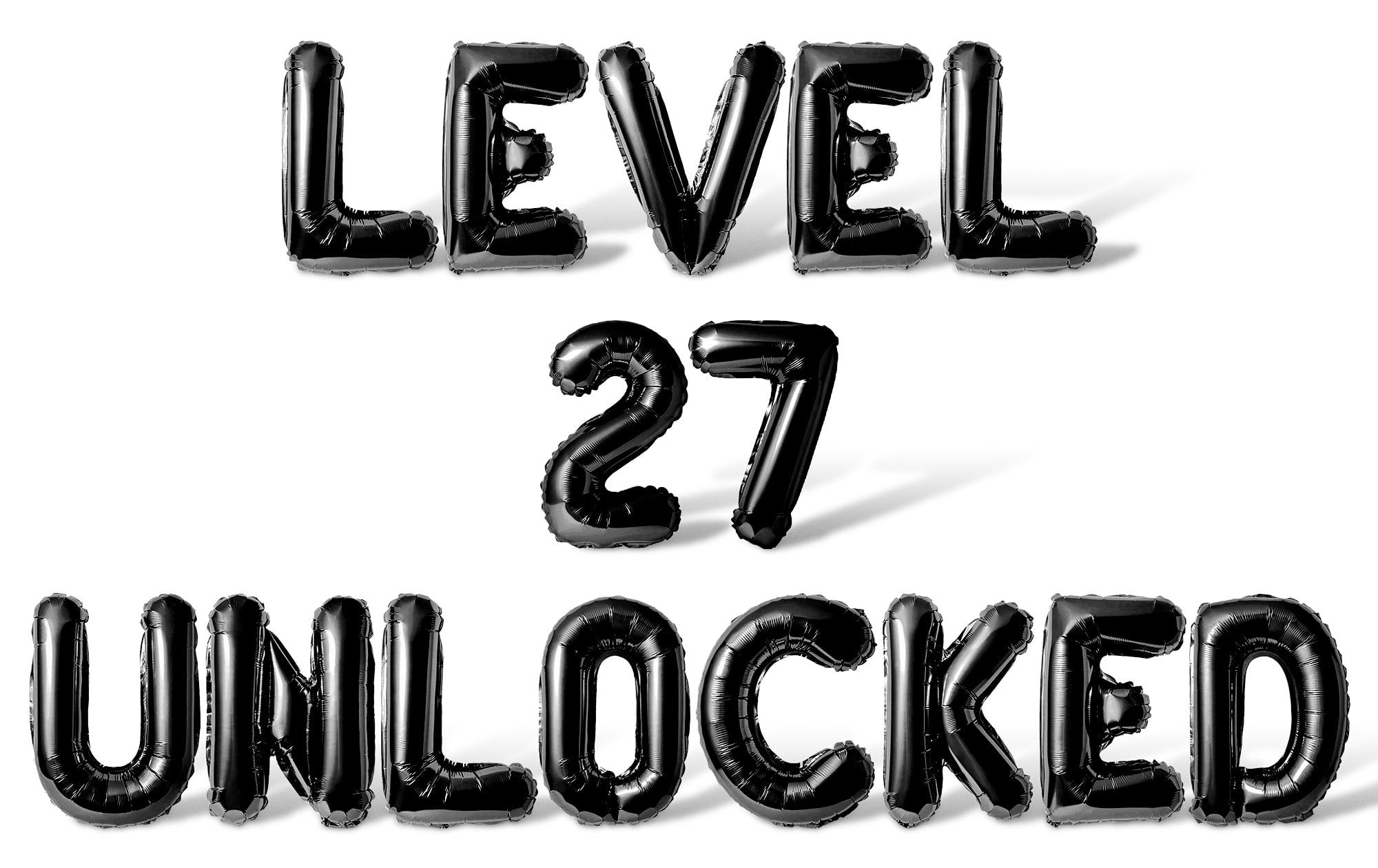Letter Balloons - LEVEL 27 UNLOCKED 16" Inch Alphabet Letters Foil Mylar Balloon 27th Birthday Party Banner (Black)