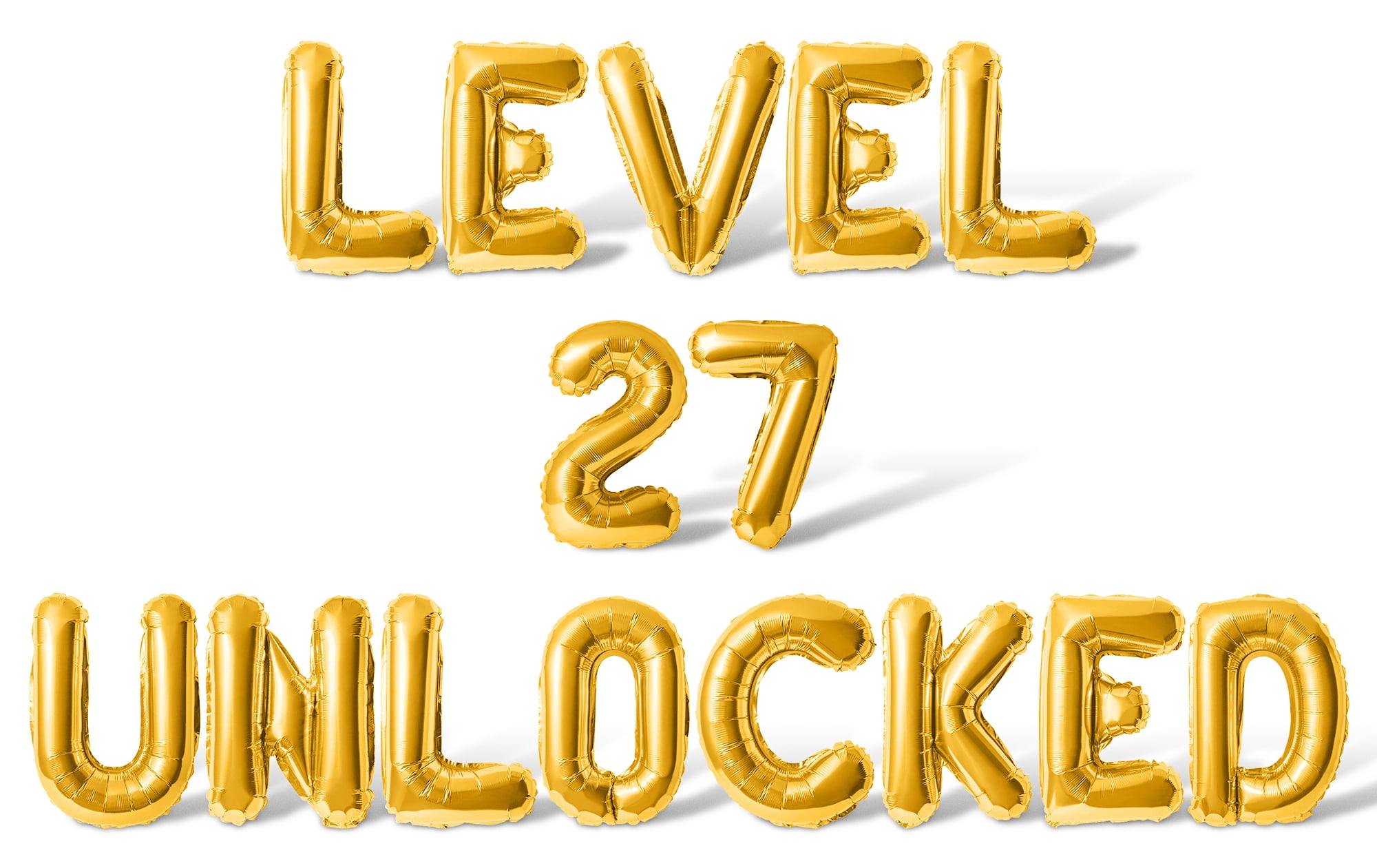 Letter Balloons - LEVEL 27 UNLOCKED 16" Inch Alphabet Letters Foil Mylar Balloon 27th Birthday Party Banner (Gold)