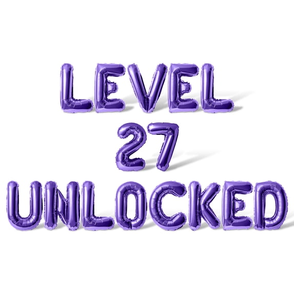 Letter Balloons - LEVEL 27 UNLOCKED 16" Inch Alphabet Letters Foil Mylar Balloon 27th Birthday Party Banner (Purple)