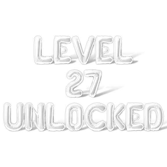 Letter Balloons - LEVEL 27 UNLOCKED 16" Inch Alphabet Letters Foil Mylar Balloon 27th Birthday Party Banner (White)