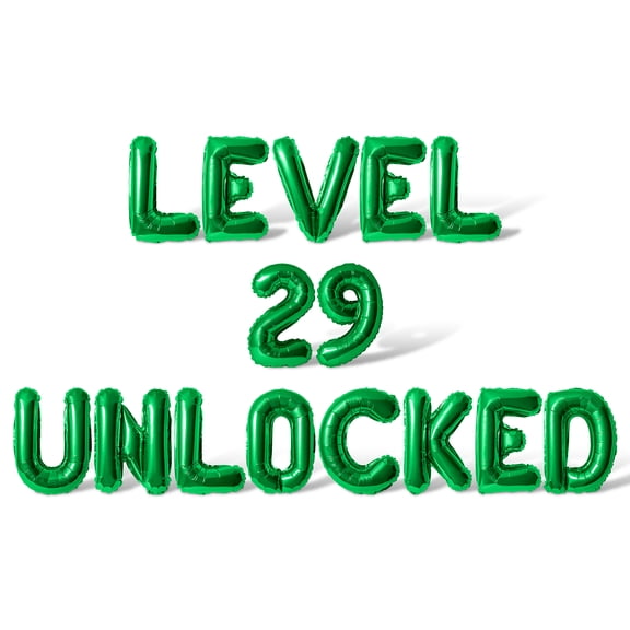 Letter Balloons - LEVEL 29 UNLOCKED 16" Inch Alphabet Letters Foil Mylar Balloon 29th Birthday Party Banner (Green)