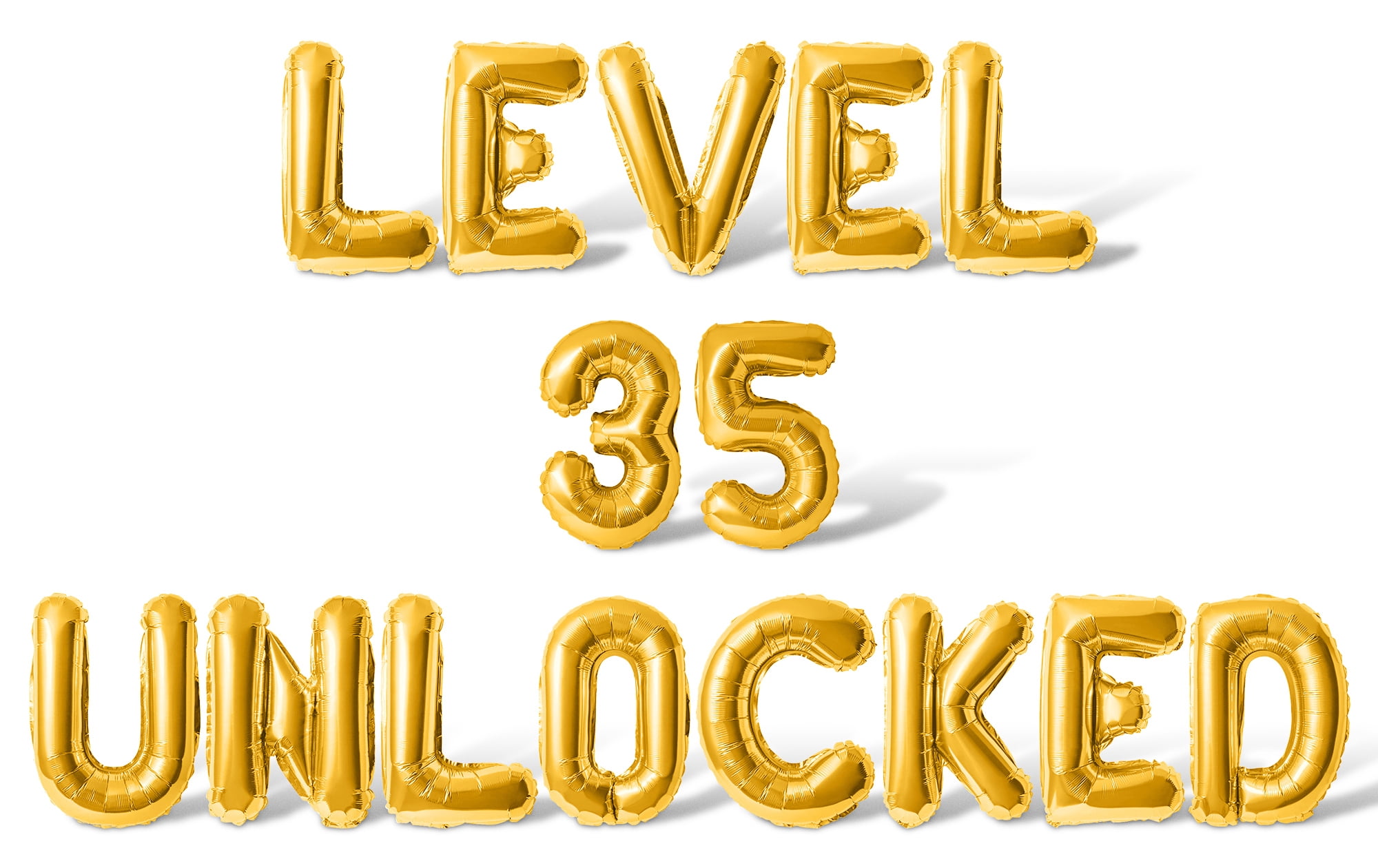 Letter Balloons - LEVEL 35 UNLOCKED 16" Inch Alphabet Letters Foil Mylar Balloon 35th Birthday Party Banner (Gold)