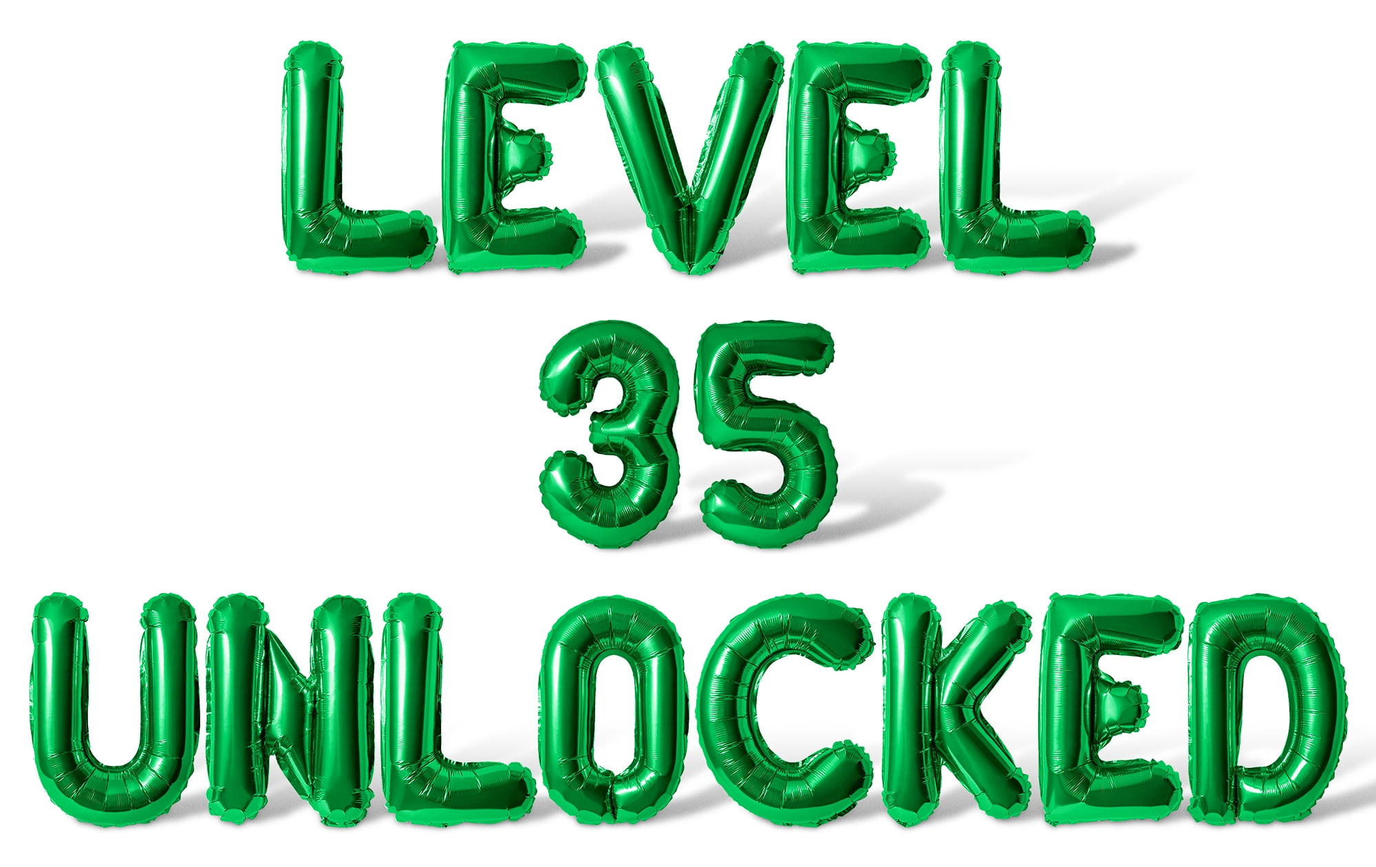 Letter Balloons - LEVEL 35 UNLOCKED 16" Inch Alphabet Letters Foil Mylar Balloon 35th Birthday Party Banner (Green)