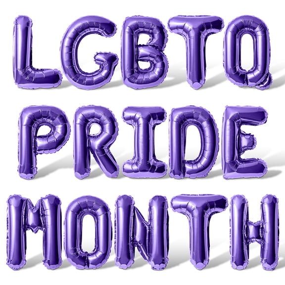 Letter Balloons - LGBTQ PRIDE MONTH 16" Inch Alphabet Letters Foil Mylar Balloon Pride Month Party Banner (Purple)
